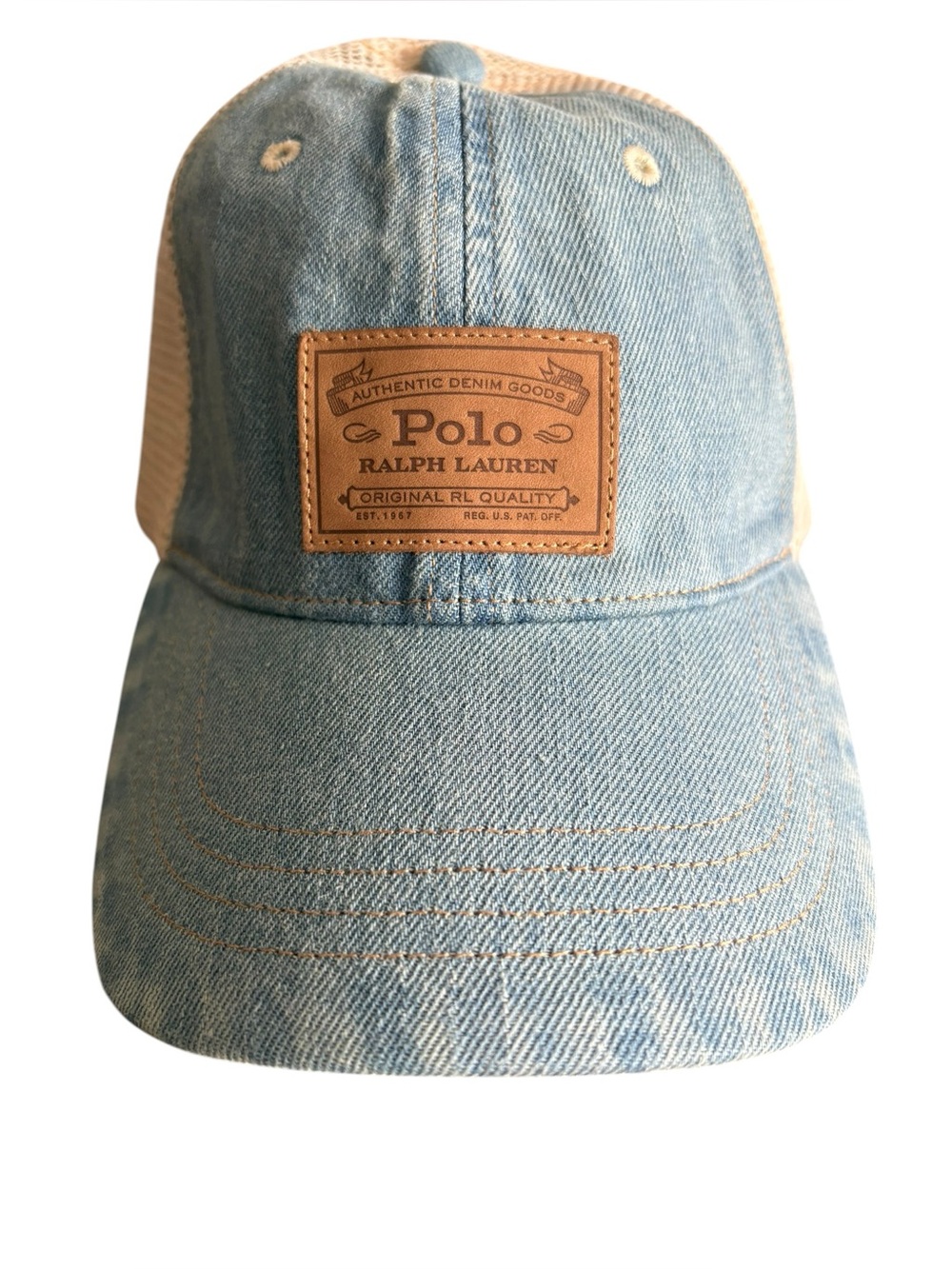NWT Polo Ralph Lauren Country Blue Denim Mesh Trucker Hat OS